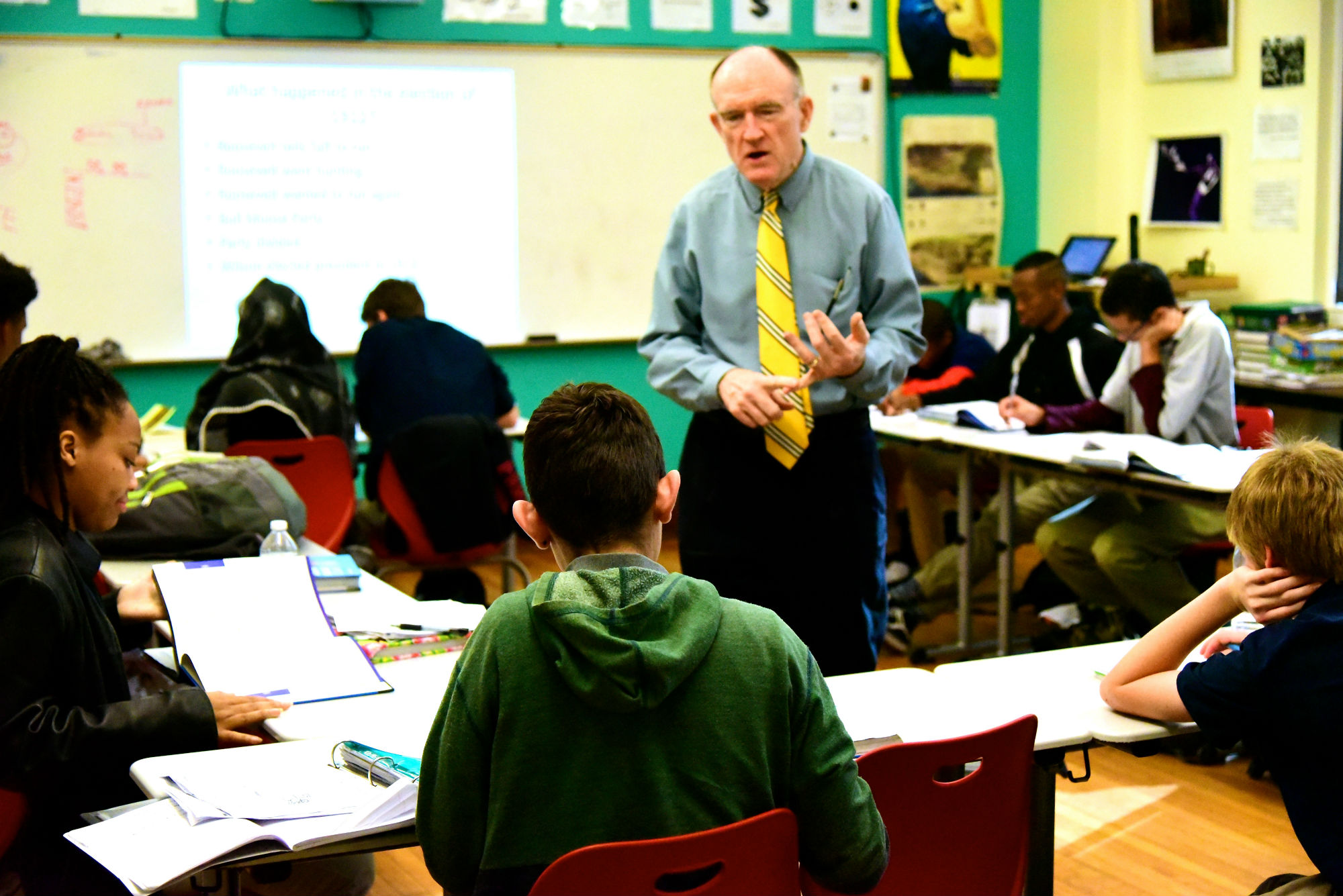 Thomas Hagerty, candidate for CCSD District 3, teaching students in a classroom